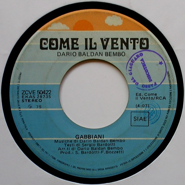 Dario Baldan Bembo - Crescendo / Gabbiani | Come Il Vento (ZCVE 50422) - 4 Dario Baldan Bembo - Crescendo / Gabbiani | Come Il Vento (ZCVE 50422) - 4