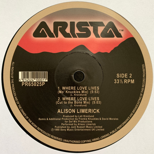 Alison Limerick - Where Love Lives | Arista (PR65025P) - 2 Alison Limerick - Where Love Lives | Arista (PR65025P) - 2