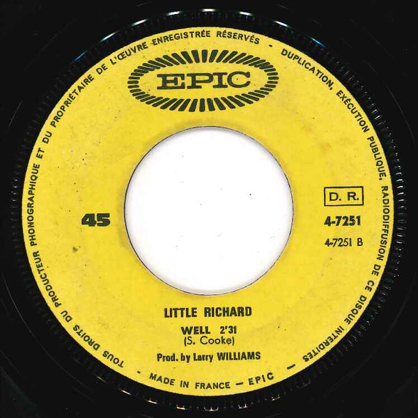 Little Richard - Poor Dog (Who Can't Wag His Own Tail) / Well | Epic (4-7251) - 3