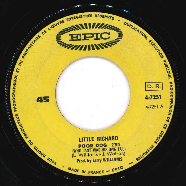 Little Richard - Poor Dog (Who Can't Wag His Own Tail) / Well | Epic (4-7251) - 4