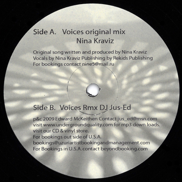 Jus-Ed Presents Nina Kraviz - Voices RMX Project Featuring The East Coast All Star U.Q. Producers | Underground Quality (UQ-019)