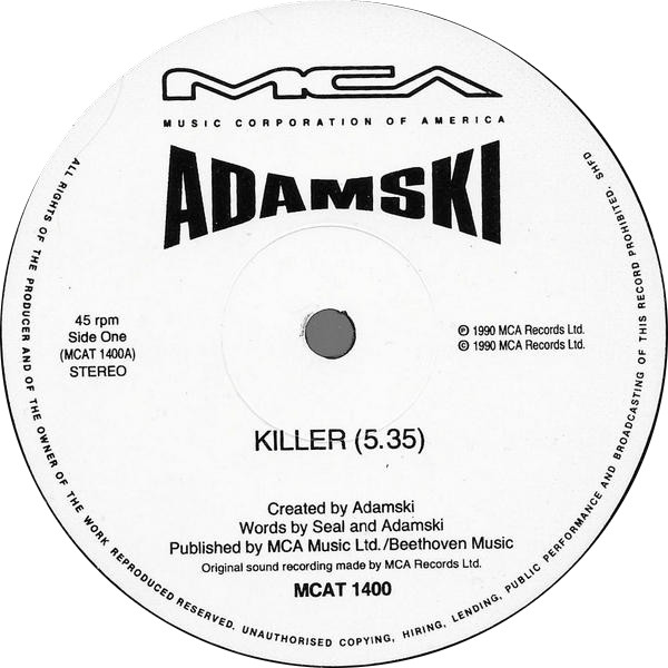 Adamski - Killer | MCA Records (MCAT 1400) - 3