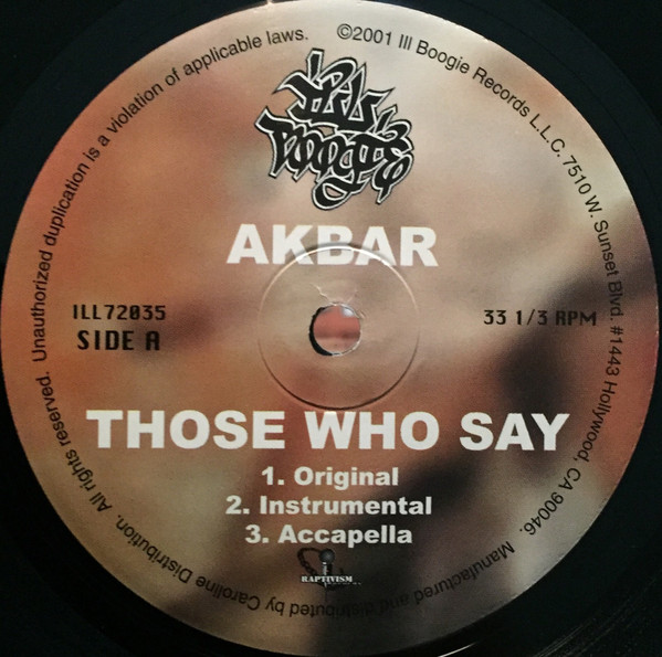 Akbar - Those Who Say | Ill Boogie Records (ILL72035) - 3 Akbar - Those Who Say | Ill Boogie Records (ILL72035) - 3