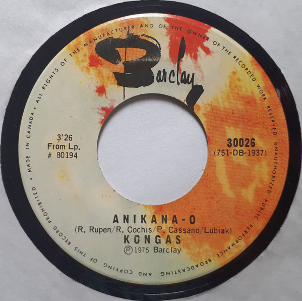 Kongas - Anikana-O / Right On Baby | Barclay (30026) - main