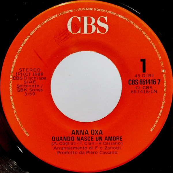 Anna Oxa - Quando Nasce Un Amore | CBS (CBS 651416 7) - 3