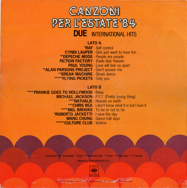 Various - Canzoni Per L'Estate '84 Due | CBS (CBS 24033) - 2 Various - Canzoni Per L'Estate '84 Due | CBS (CBS 24033) - 2