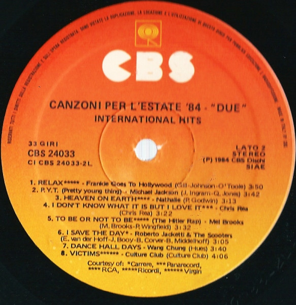 Various - Canzoni Per L'Estate '84 Due | CBS (CBS 24033) - 4 Various - Canzoni Per L'Estate '84 Due | CBS (CBS 24033) - 4