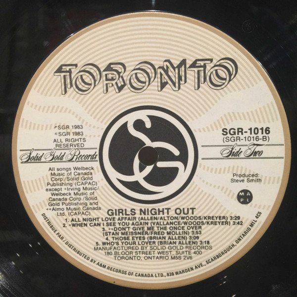 Toronto - Girls Night Out | Solid Gold Records (SGR 1016) - 3