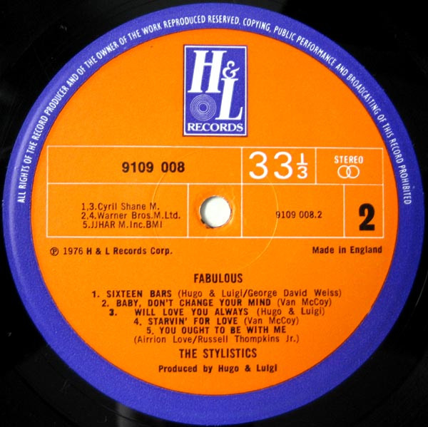 The Stylistics - Fabulous | H & L Records (9109 008) - 4