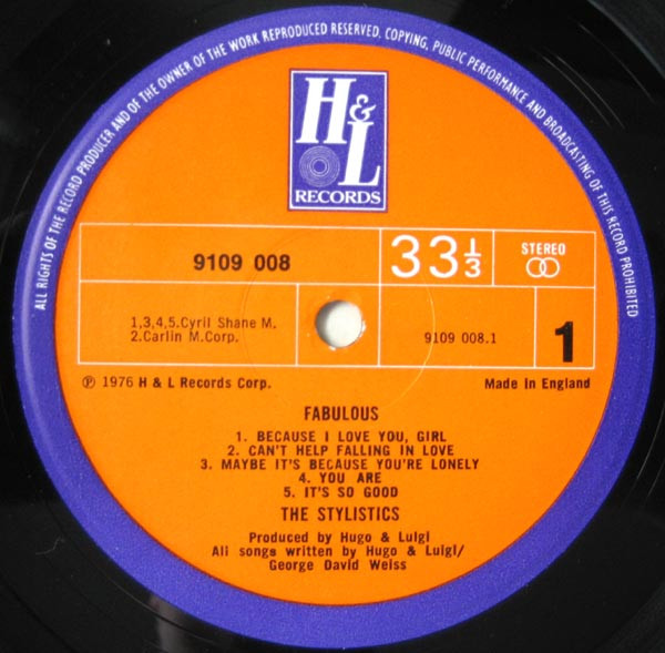 The Stylistics - Fabulous | H & L Records (9109 008) - 3