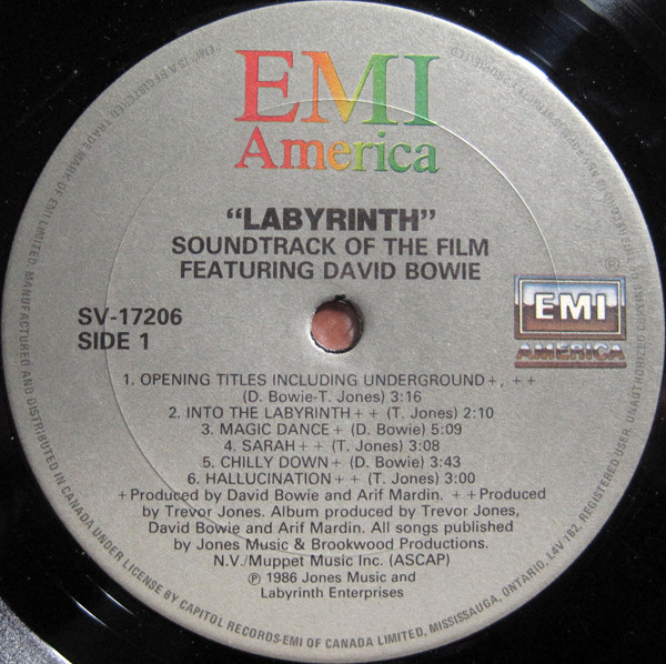 David Bowie , Trevor Jones - Labyrinth (From The Original Soundtrack Of The Jim Henson Film) | EMI America (SV-17206) - 3