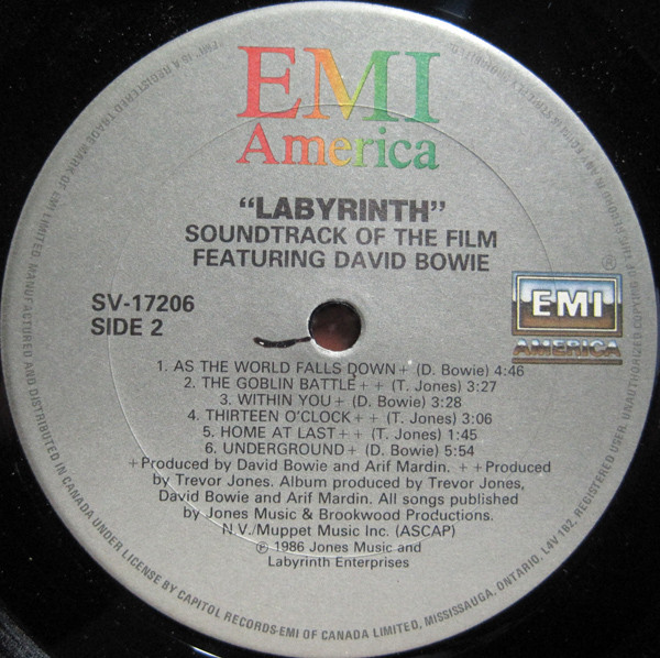 David Bowie , Trevor Jones - Labyrinth (From The Original Soundtrack Of The Jim Henson Film) | EMI America (SV-17206) - 4