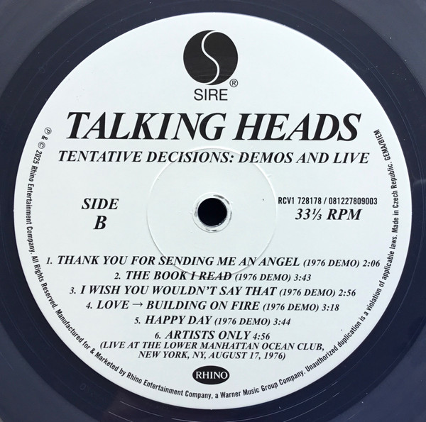 Talking Heads - Tentative Decisions: Demos & Live | Sire (RCV1 728178) - 4