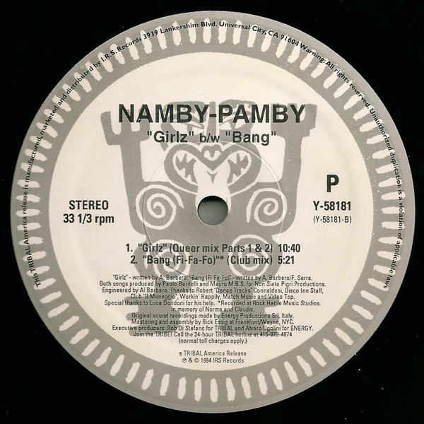 Namby Pamby - Girlz / Bang | TRIBAL America (Y-58181) - 4