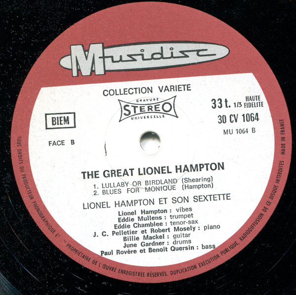Lionel Hampton And His Sextet - The Great Lionel Hampton | Musidisc (30 CV 1064) - 4