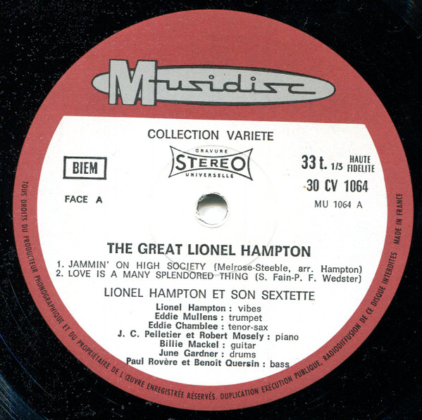 Lionel Hampton And His Sextet - The Great Lionel Hampton | Musidisc (30 CV 1064) - 3