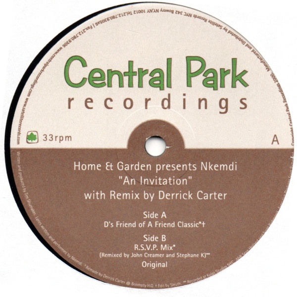 Home & Garden Present Nkemdi Amadiume - An Invitation | Central Park Recordings (CPR3002)