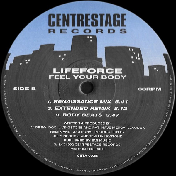 Lifeforce - Feel Your Body | Centrestage Records (CSTA 002) - 2 Lifeforce - Feel Your Body | Centrestage Records (CSTA 002) - 2