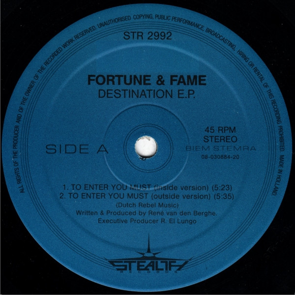 Fortune & Fame - Destination E.P. | Stealth Records (STR 2992) - 3