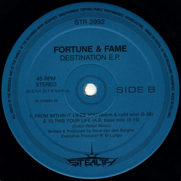 Fortune & Fame - Destination E.P. | Stealth Records (STR 2992) - 4