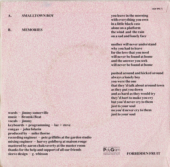 Bronski Beat - Smalltown Boy | London Records (820 091-7) - 2 Bronski Beat - Smalltown Boy | London Records (820 091-7) - 2