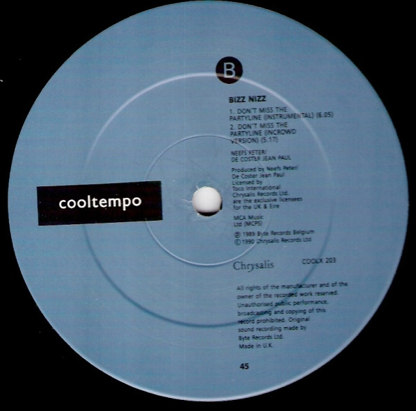 Bizz Nizz - Don't Miss The Partyline | Cooltempo (COOLX 203) - 4