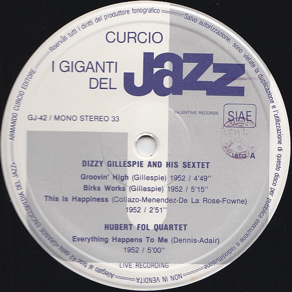 Dizzy Gillespie , Gerry Mulligan - I Giganti Del Jazz Vol. 42 | Curcio (GJ-42) - 3