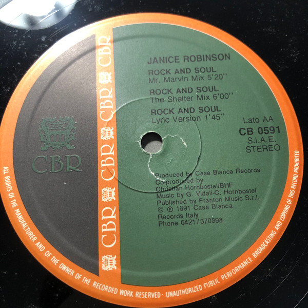 Janice Robinson - Rock And Soul | Casa Bianca Records (CB 0591) - 4