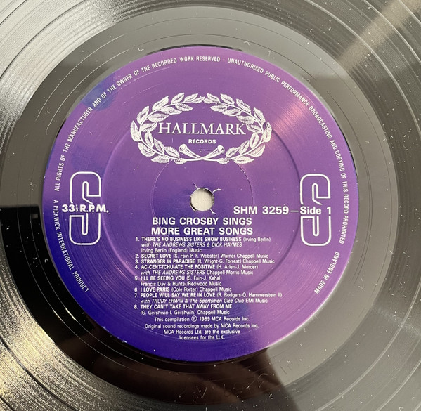 Bing Crosby - Bing Crosby Sings More Great Songs | Hallmark Records (SHM 3259) - 3