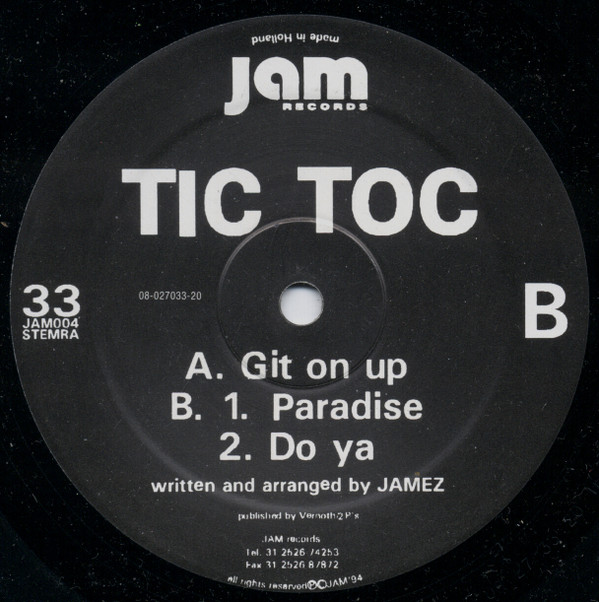 Tic Toc - Git On Up / Paradise / Do Ya | Jam Records (JAM004) - main Tic Toc - Git On Up / Paradise / Do Ya | Jam Records (JAM004) - main
