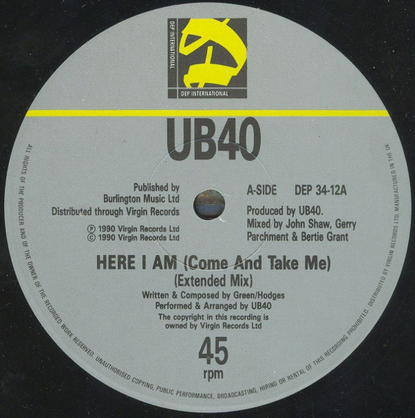 UB40 - Here I Am (Come And Take Me) | DEP International (DEP 3412)