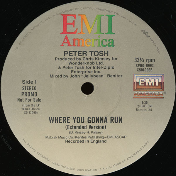 Peter Tosh - Where You Gonna Run | EMI America (SPRO-9993)