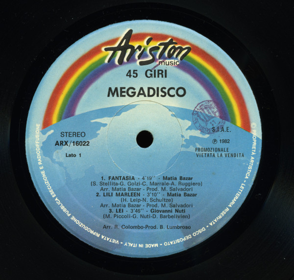 Matia Bazar , Giovanni Nuti , Kim & The Cadillacs , Toyah , Eddy Grant - Megadisco | Ariston Music (ARX / 16022) - 3