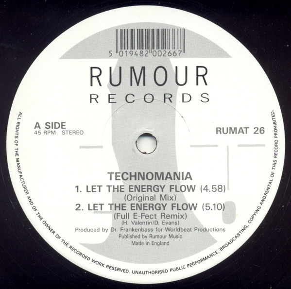 Technomania - Let The Energy Flow | Rumour Records (RUMAT 26) - 3 Technomania - Let The Energy Flow | Rumour Records (RUMAT 26) - 3