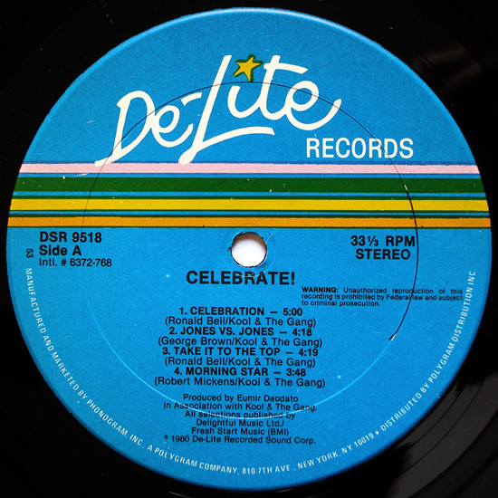Kool & The Gang - Celebrate! | De-Lite Records (DSR 9518) - 3