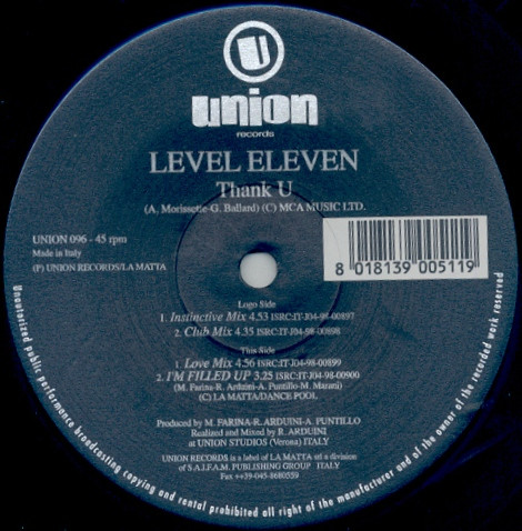 Level Eleven - Thank U | Union Records (UNION 096)