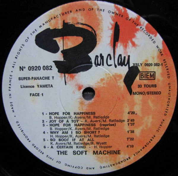 Soft Machine - The Soft Machine | Barclay (920 082) - 3 Soft Machine - The Soft Machine | Barclay (920 082) - 3