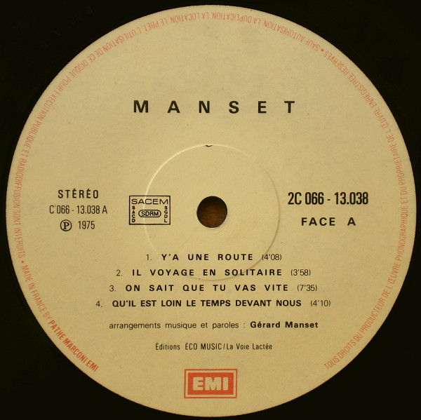 Gérard Manset - Manset | EMI (2C 066-13038) - 3