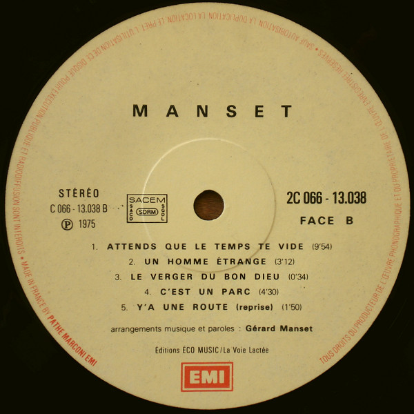 Gérard Manset - Manset | EMI (2C 066-13038) - 4