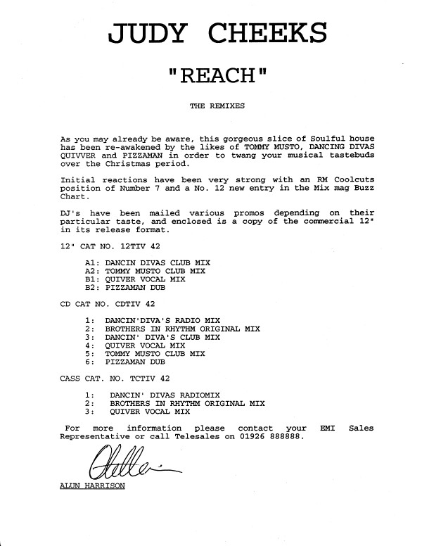 Judy Cheeks - Reach | Positiva (12TIV-042) Judy Cheeks - Reach | Positiva (12TIV-042)