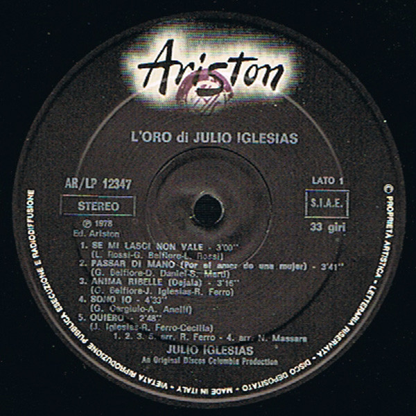 Julio Iglesias - L'Oro Di Julio Iglesias | Ariston (AR/LP/12347)