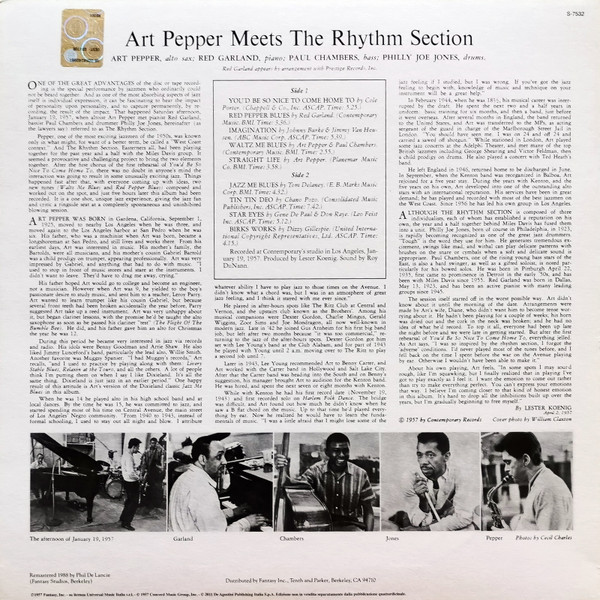 Art Pepper - Art Pepper Meets The Rhythm Section | Contemporary Records (S7532) - 2