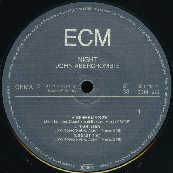 John Abercrombie - Night | ECM Records (ECM 1272) - 4
