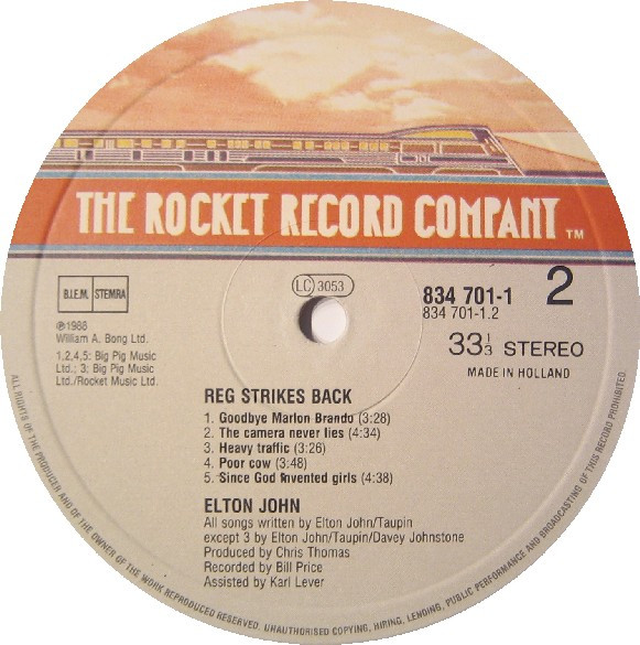 Elton John - Reg Strikes Back | The Rocket Record Company (834 701-1) - 5 Elton John - Reg Strikes Back | The Rocket Record Company (834 701-1) - 5