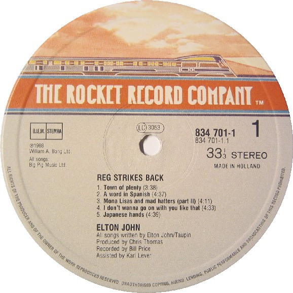 Elton John - Reg Strikes Back | The Rocket Record Company (834 701-1) - 4 Elton John - Reg Strikes Back | The Rocket Record Company (834 701-1) - 4