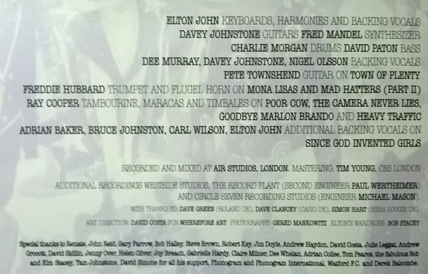 Elton John - Reg Strikes Back | The Rocket Record Company (834 701-1) - 11 Elton John - Reg Strikes Back | The Rocket Record Company (834 701-1) - 11