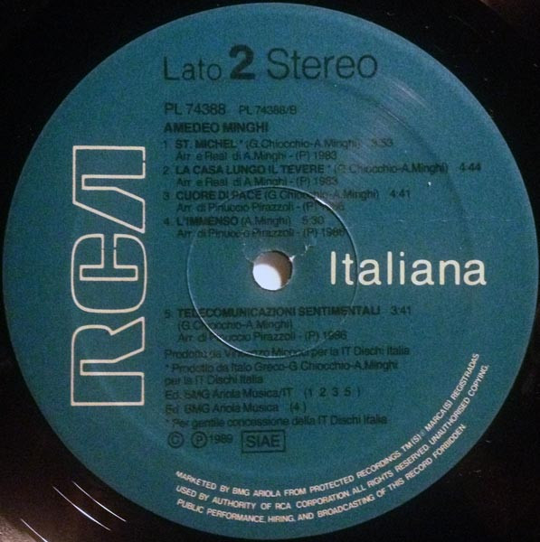Amedeo Minghi - Amedeo Minghi | RCA Italiana (PL 74388) - 4