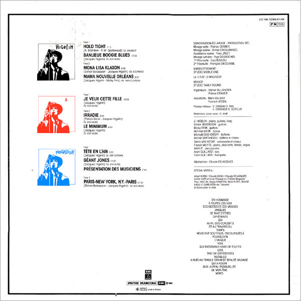 Jacques Higelin - Higelin A Mogador | Pathé (2C 168 72366/67/68) - 2