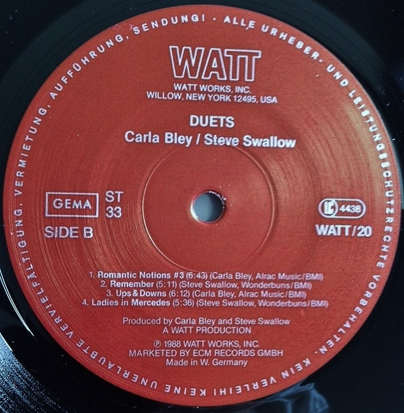 Carla Bley / Steve Swallow - Duets | WATT (WATT/20) - 4
