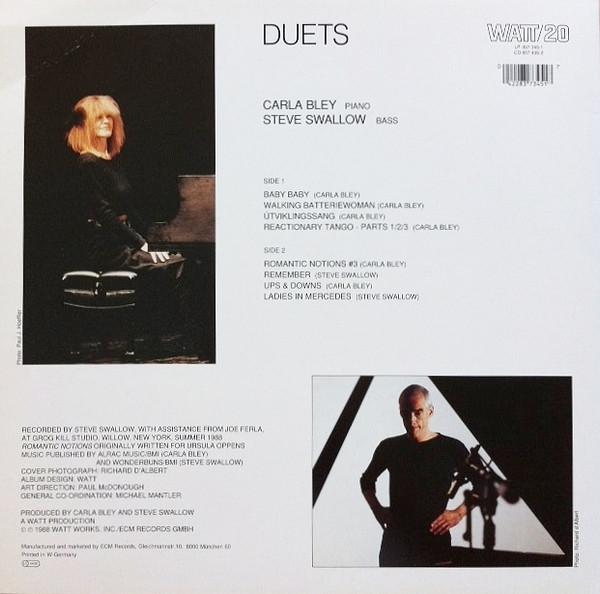 Carla Bley / Steve Swallow - Duets | WATT (WATT/20) - 2